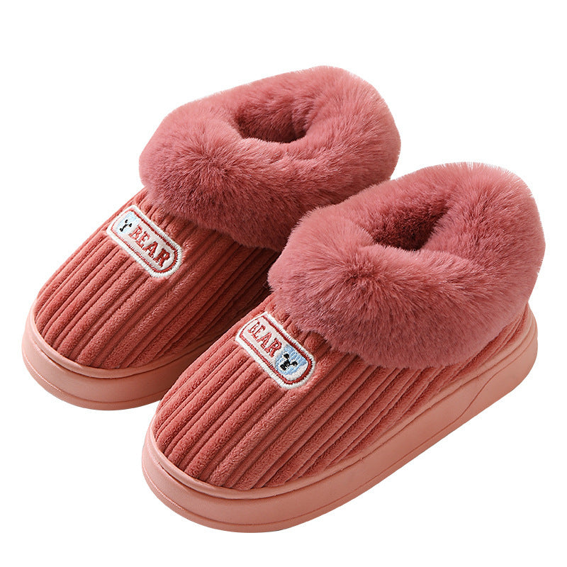 Winter Plush House Slippers with Heel