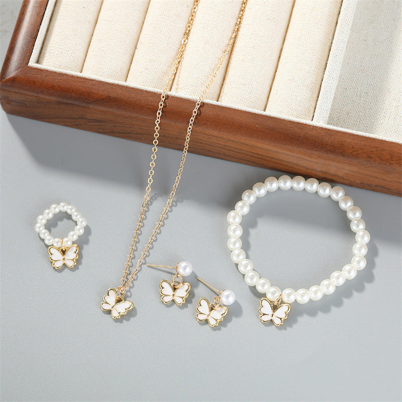 Pearl Butterfly Necklace and Jewelry Set