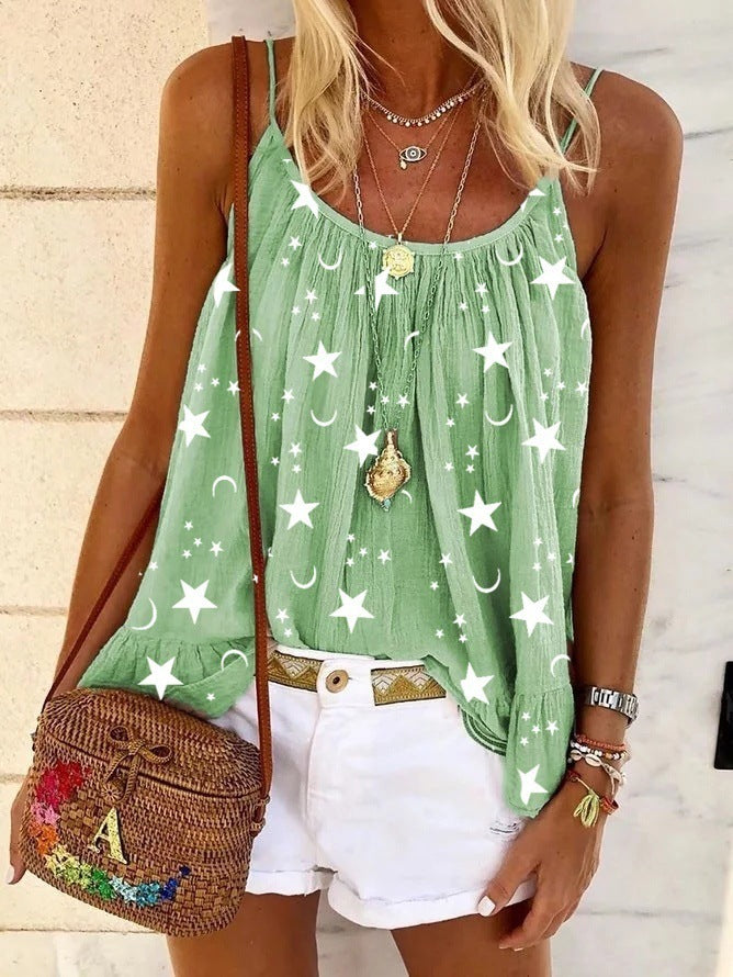 V-Neck Printed Camisole Top for Women