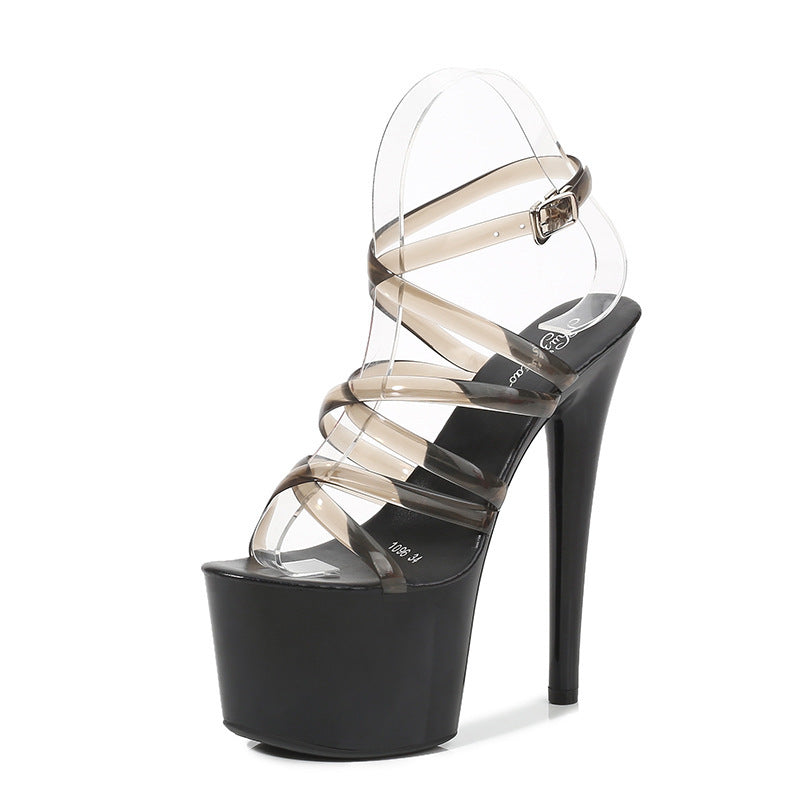 Transparent PVC Strap Platform Heels