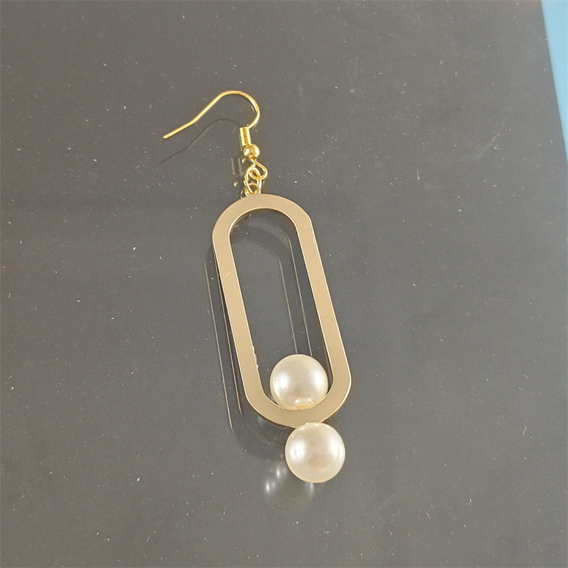 Elegant Fashion Metal Earrings Pearl Simple