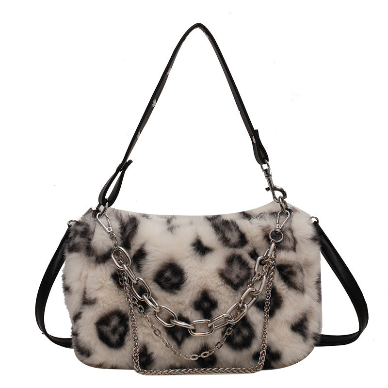 Winter Plush Chain Shoulder Bag for Women