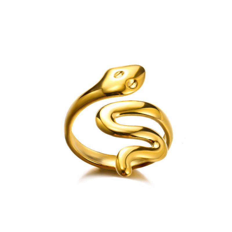 Titanium Steel 18K Gold Snake Ring