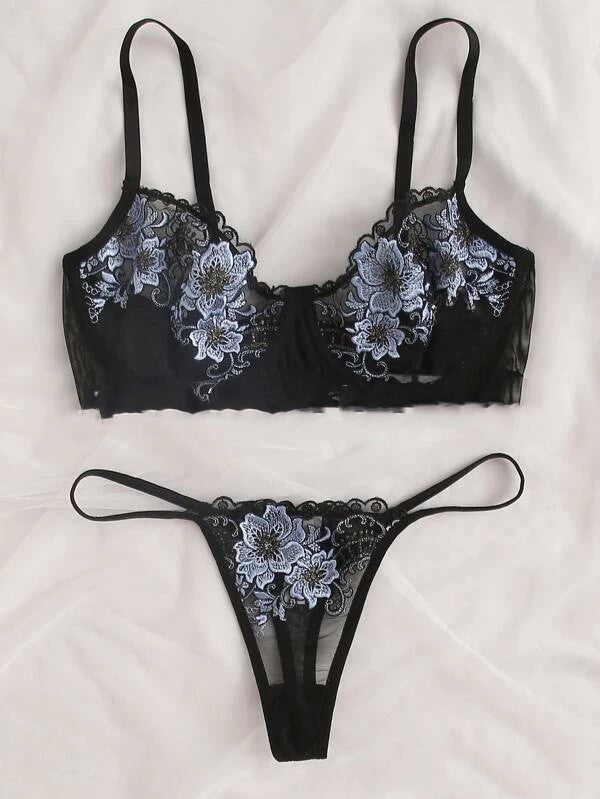 Embroidered Lace Temptation Lingerie Set