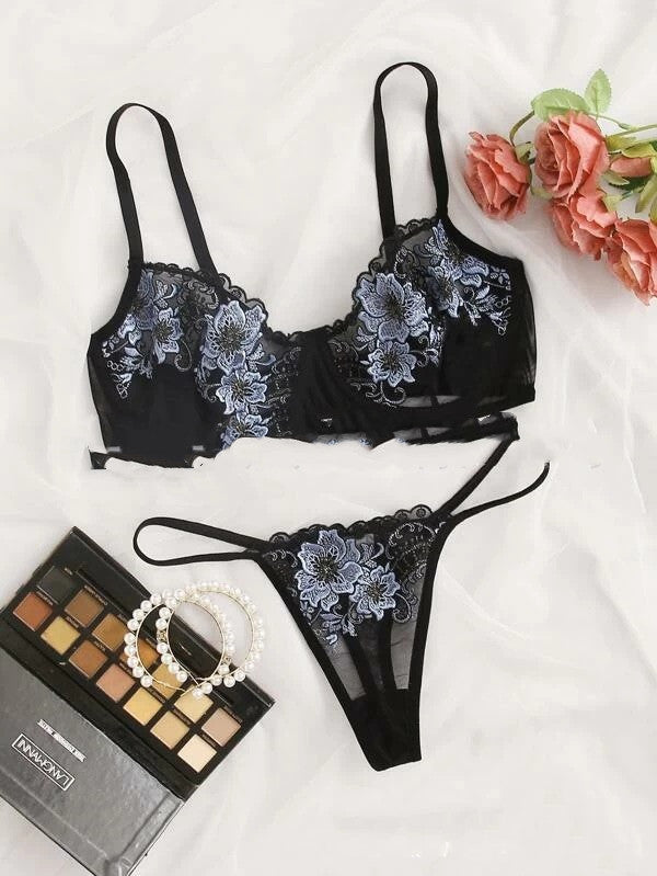 Embroidered Lace Temptation Lingerie Set