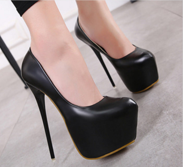 Round Toe High Heel Platform Pumps