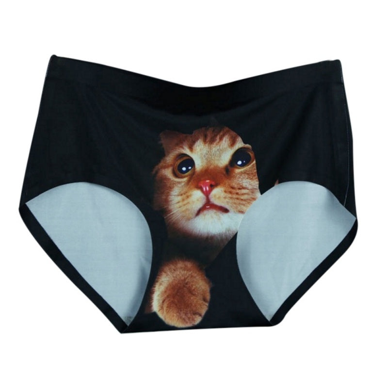 3D Cat Print Cotton Briefs New Lingerie