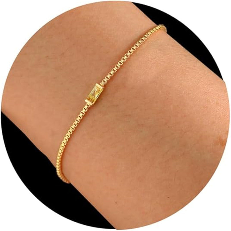 Retro Zircon Box Chain Bracelet