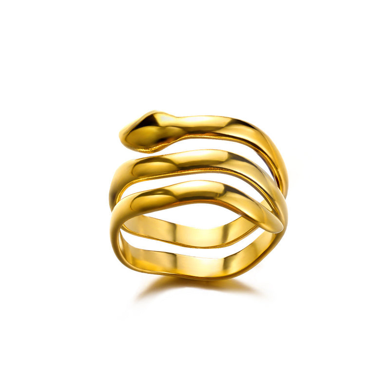 Titanium Steel 18K Gold Snake Ring