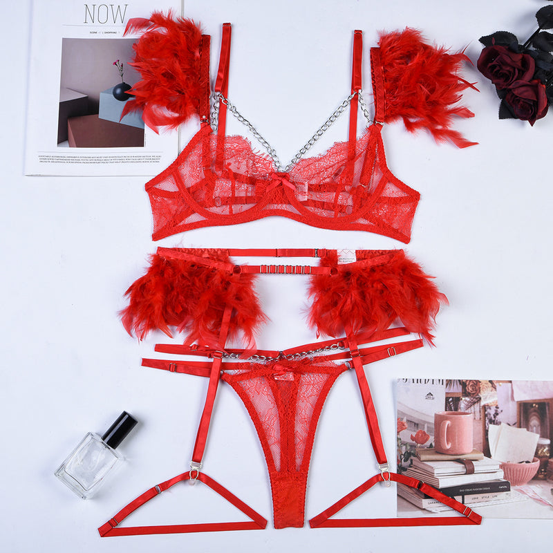 Christmas Lace Sexy Lingerie Bra Set