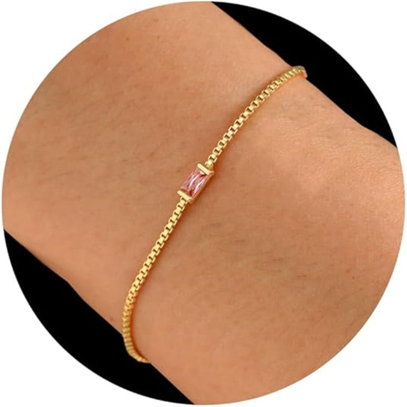 Retro Zircon Box Chain Bracelet