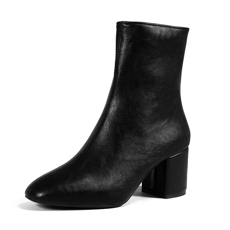 Chunky Heel Pointed Toe Boots for Women