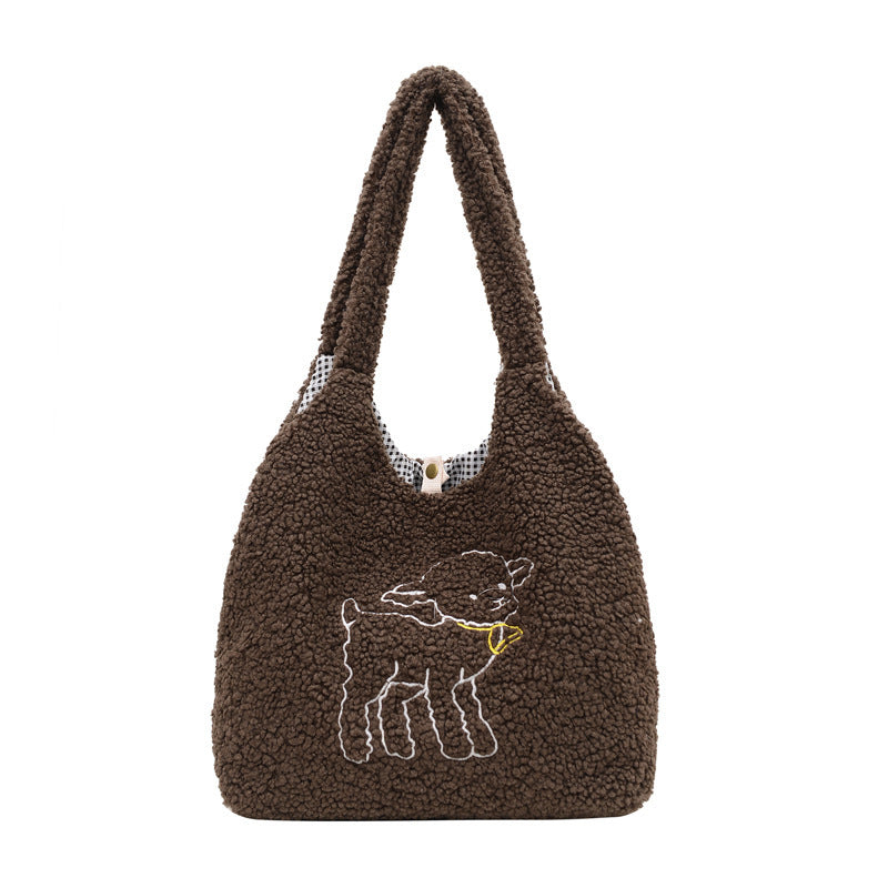 Lamb Winter Shoulder Bag for Women