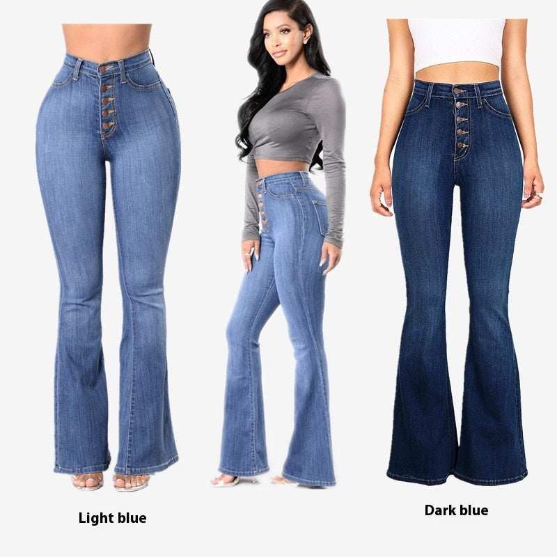 Slim Fit High Waist Bell-Bottom Pants