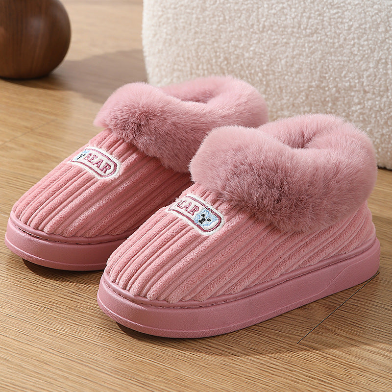 Winter Plush House Slippers with Heel