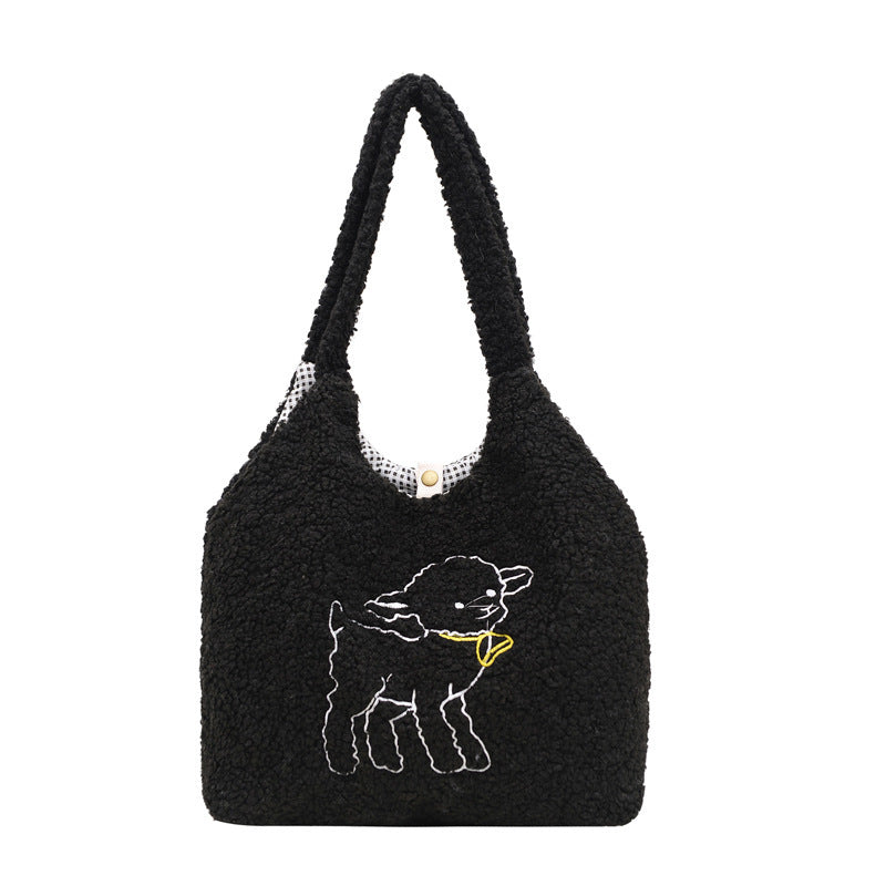 Lamb Winter Shoulder Bag for Women