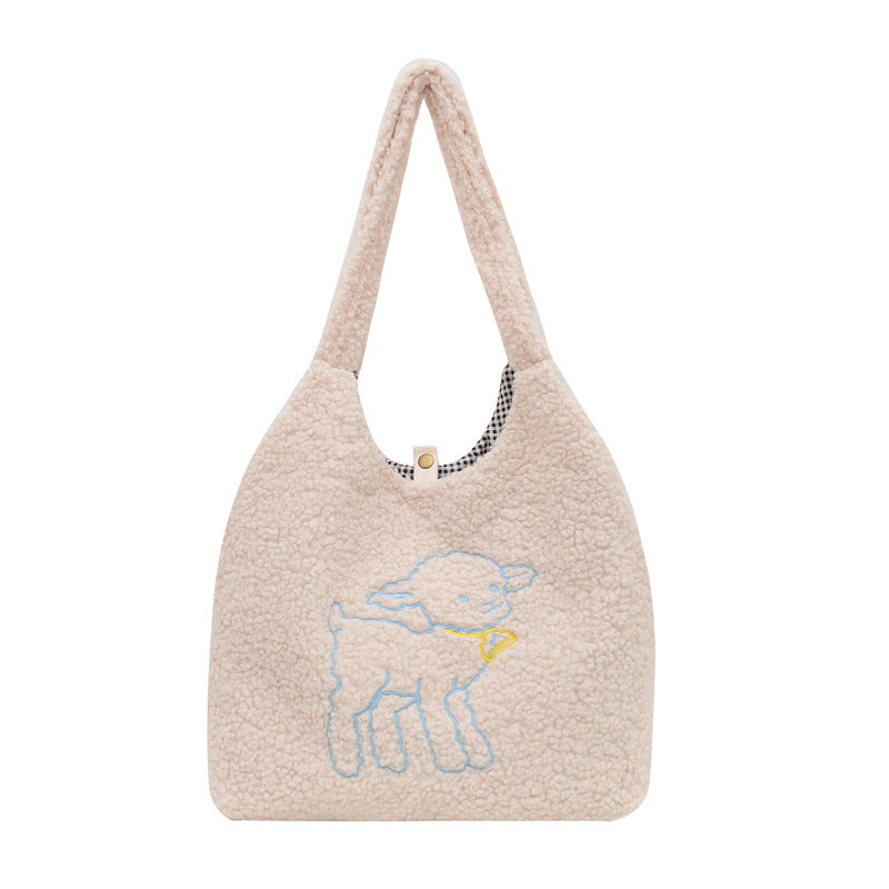 Lamb Winter Shoulder Bag for Women