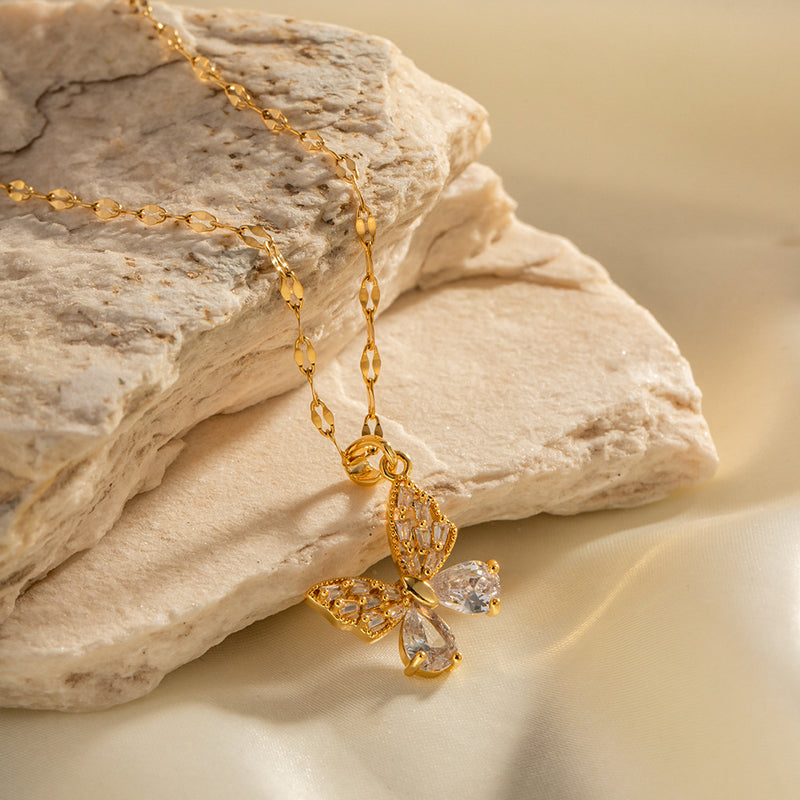 18K Gold Butterfly Necklace