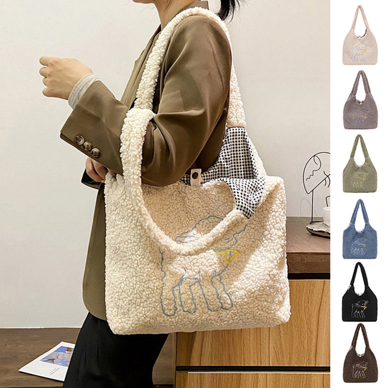 Lamb Winter Shoulder Bag for Women