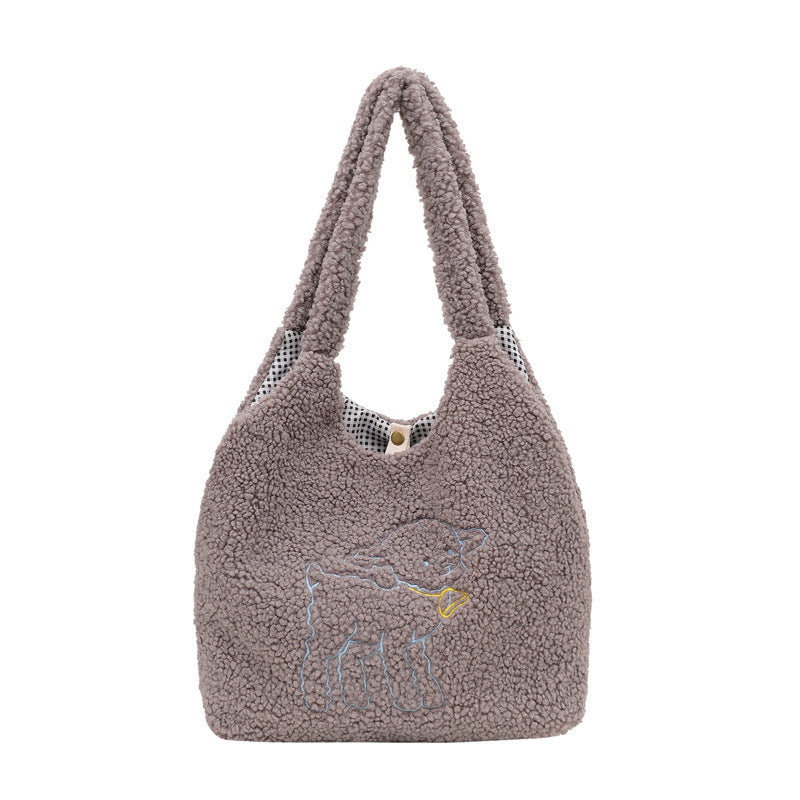 Lamb Winter Shoulder Bag for Women