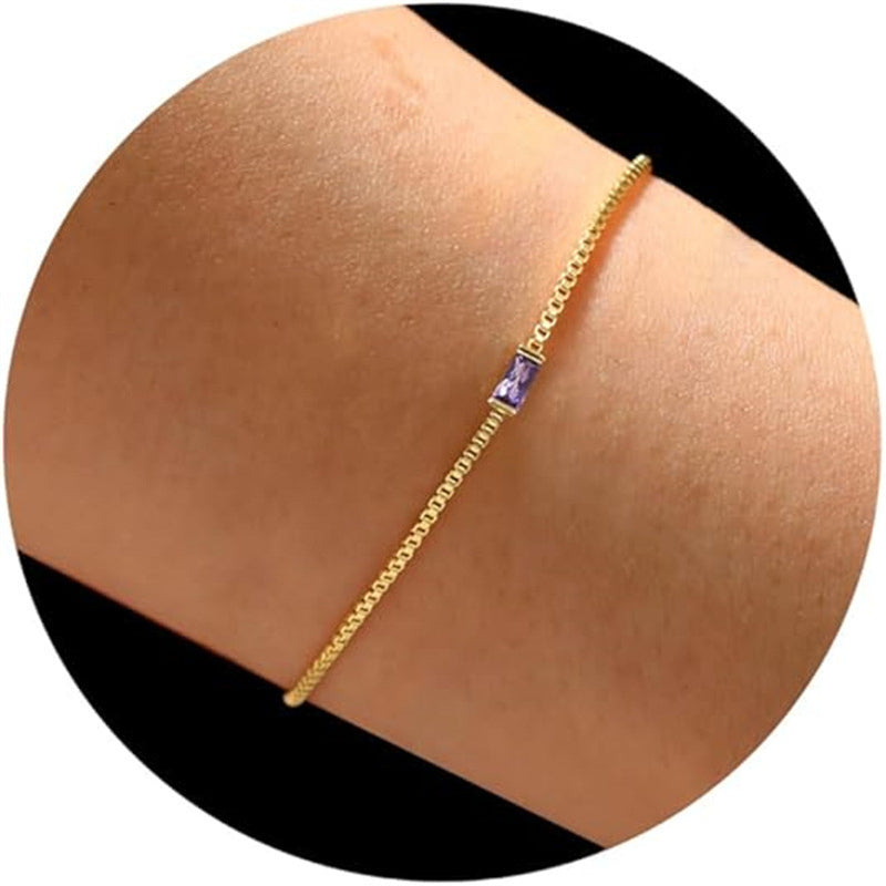 Retro Zircon Box Chain Bracelet