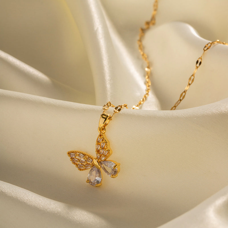 18K Gold Butterfly Necklace