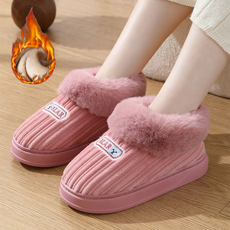 Winter Plush House Slippers with Heel