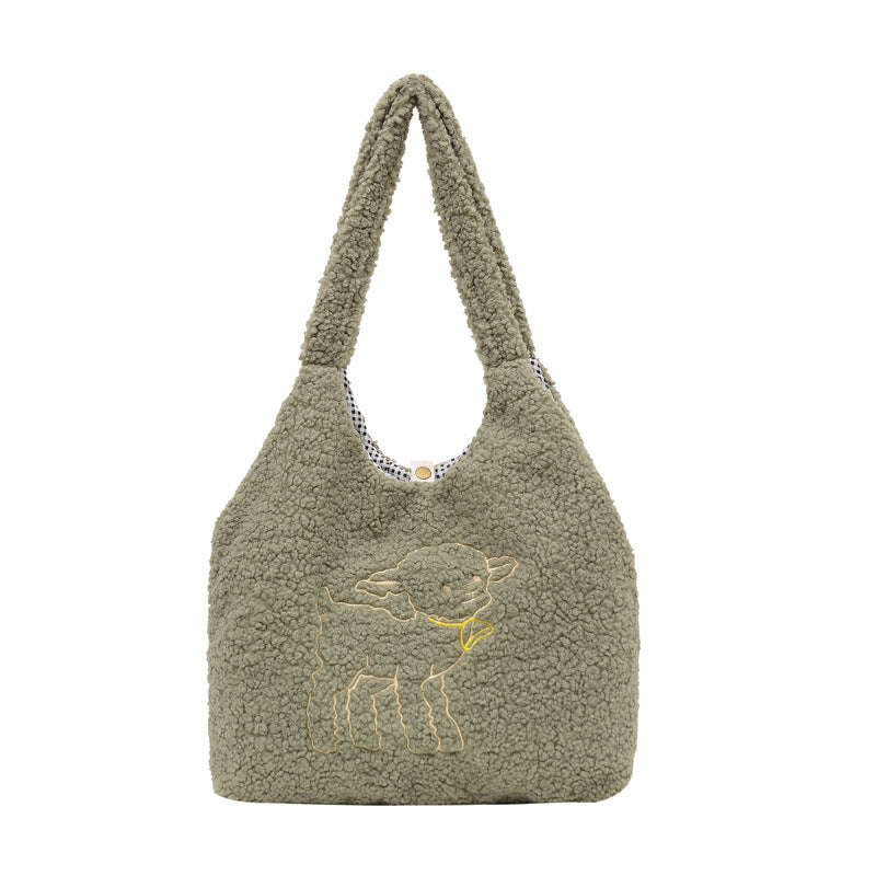 Lamb Winter Shoulder Bag for Women