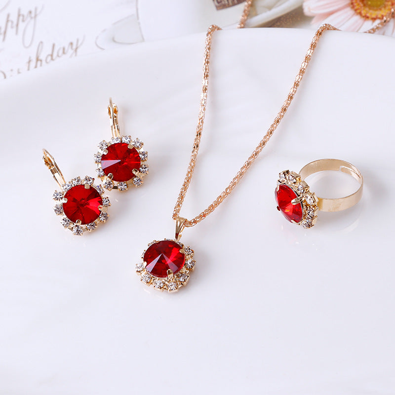 Europe America Round Crystal Jewelry Set