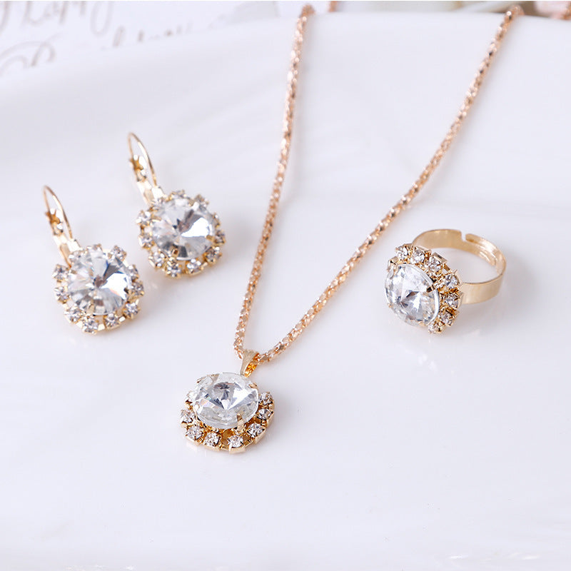 Europe America Round Crystal Jewelry Set