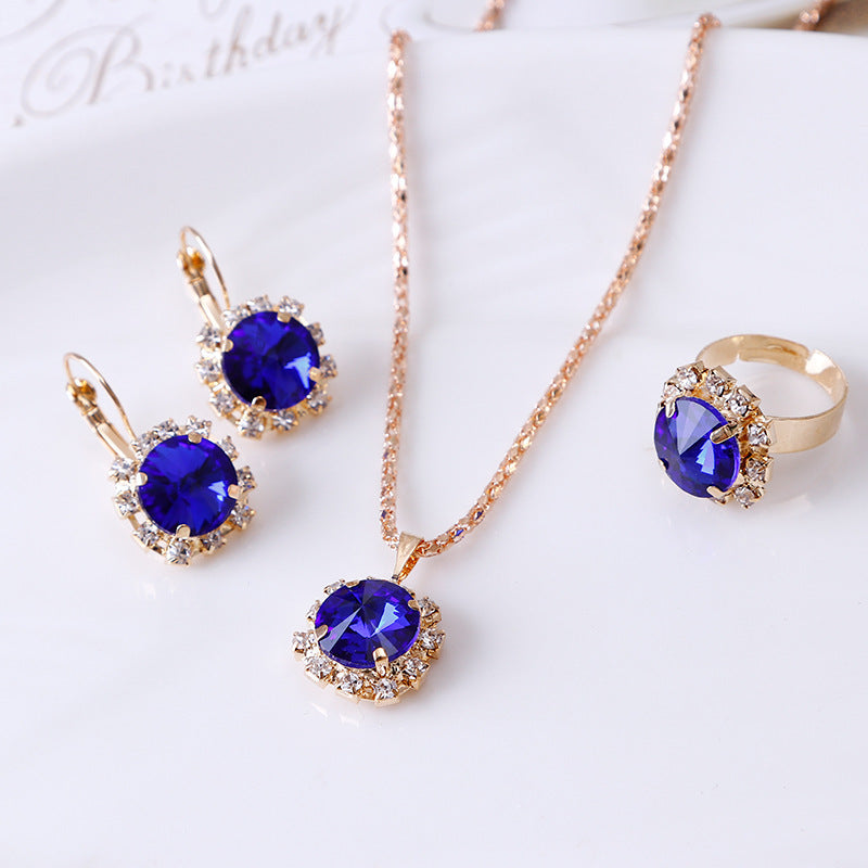 Europe America Round Crystal Jewelry Set