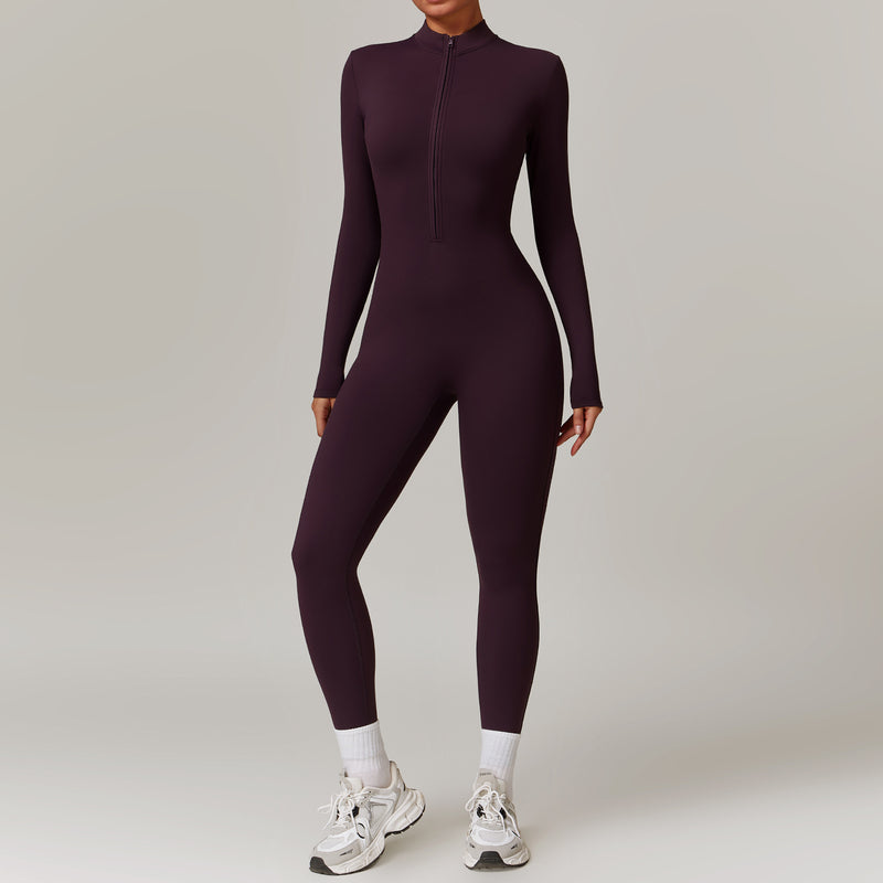 Warm Zipper Yoga Bodysuit for Women