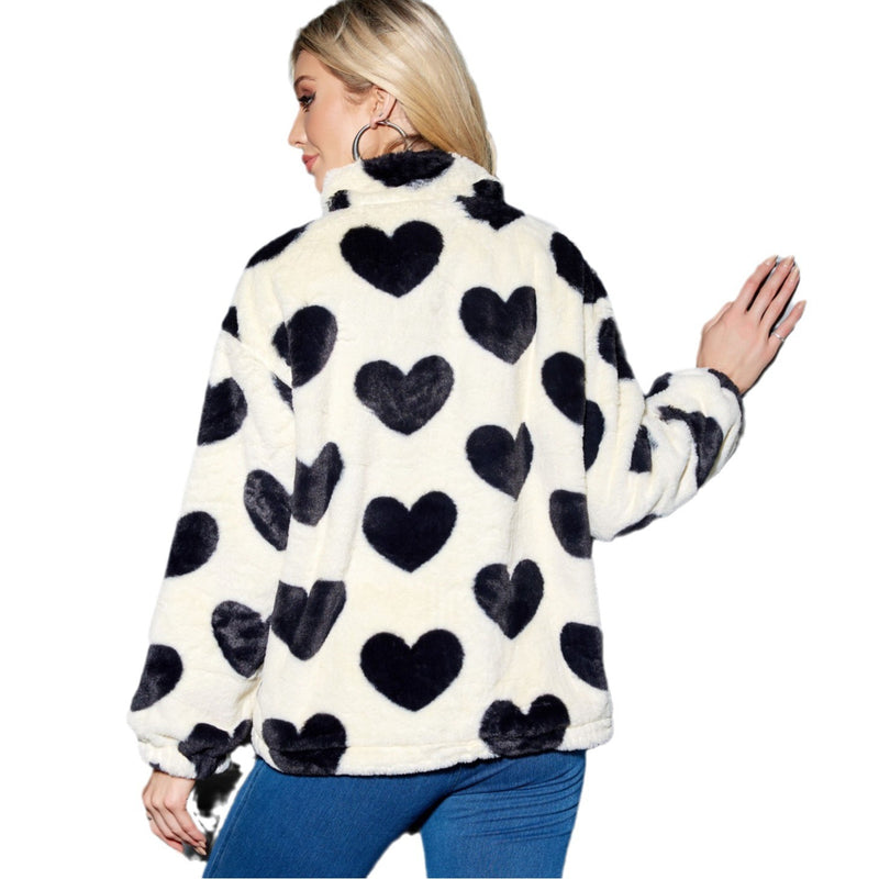 Heart-Shaped Zipper Coat for Women