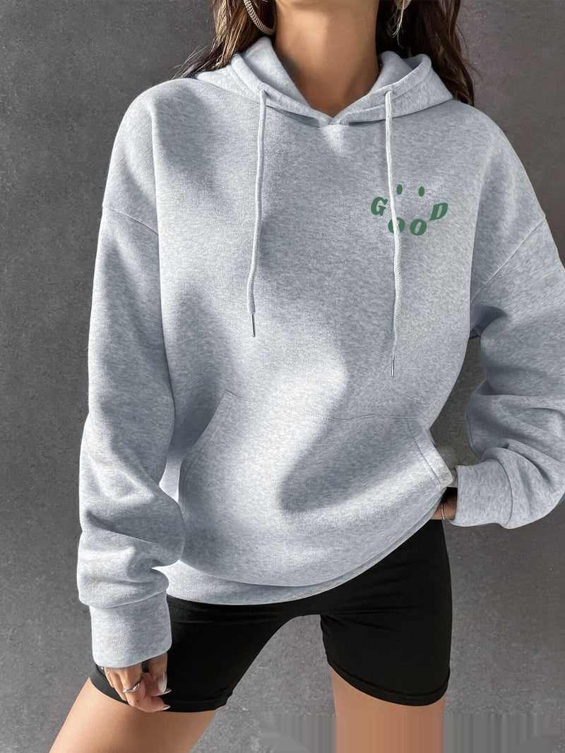 Double-Sided Printed Hooded Letter Sweater