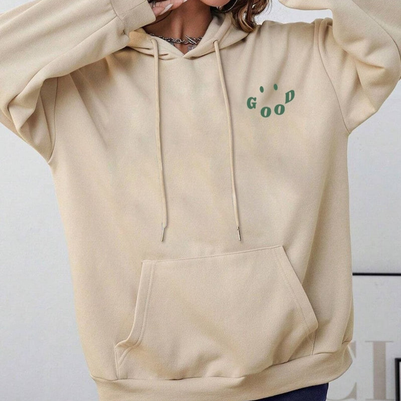 Double-Sided Printed Hooded Letter Sweater