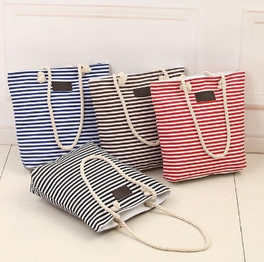 Casual Stripe Tote Beach Bag for Women