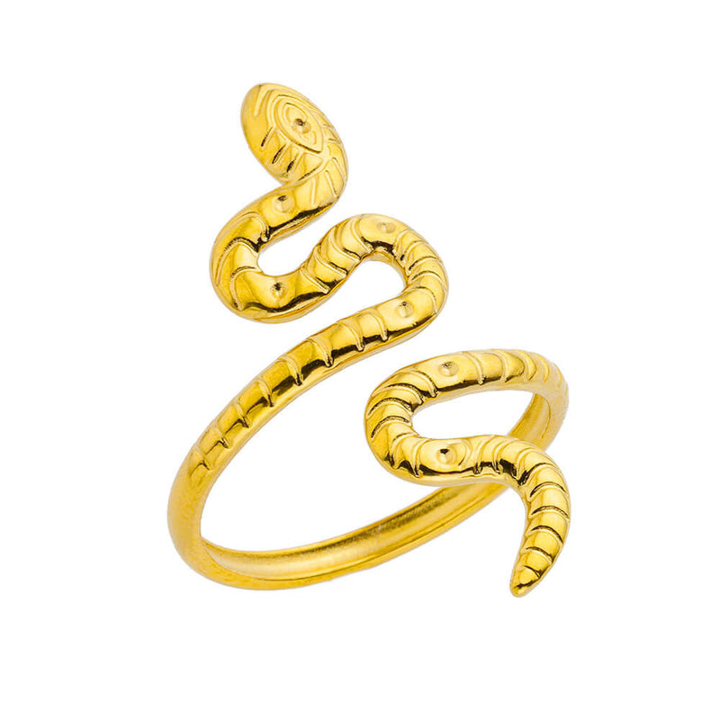 Titanium Steel 18K Gold Snake Ring