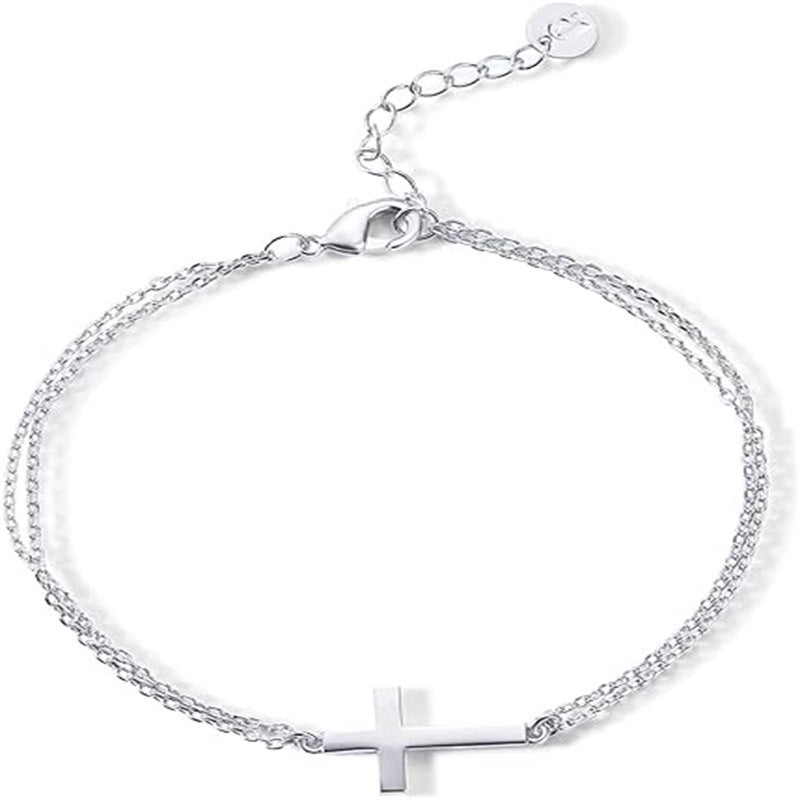 Cross Pendant Double-Layer Bracelet