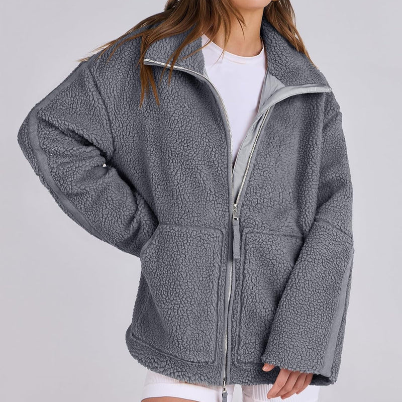 Winter Lapel Zip-up Coat - Women&