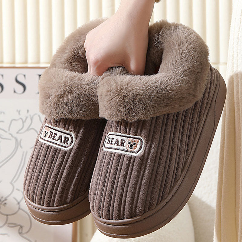 Winter Plush House Slippers with Heel