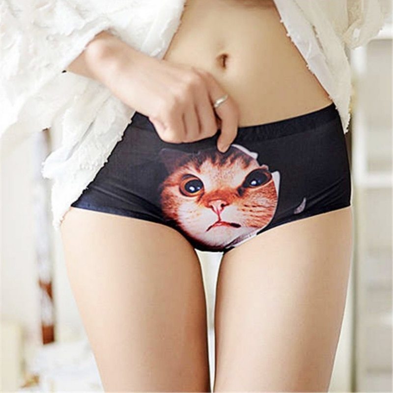 3D Cat Print Cotton Briefs New Lingerie