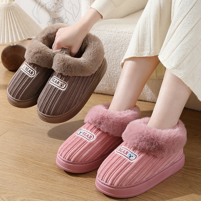 Winter Plush House Slippers with Heel