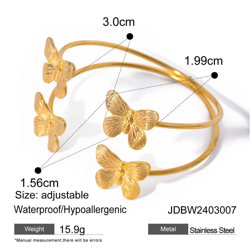 Stainless Steel Butterfly Bracelet Retro Opening