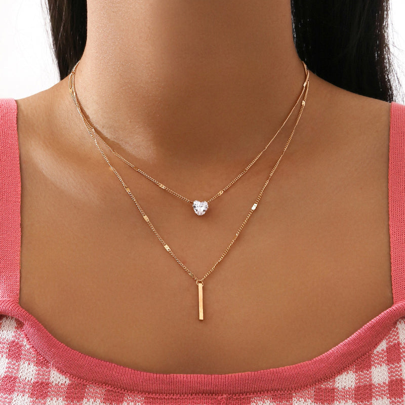 Double Layer Love Zircon Necklace