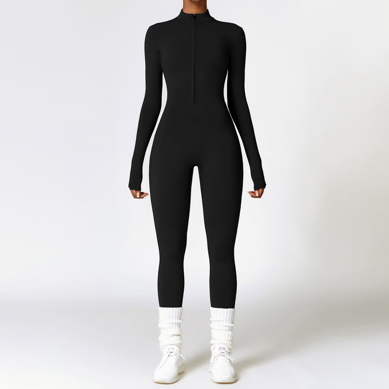 Warm Zipper Yoga Bodysuit for Women