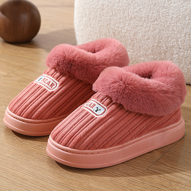 Winter Plush House Slippers with Heel