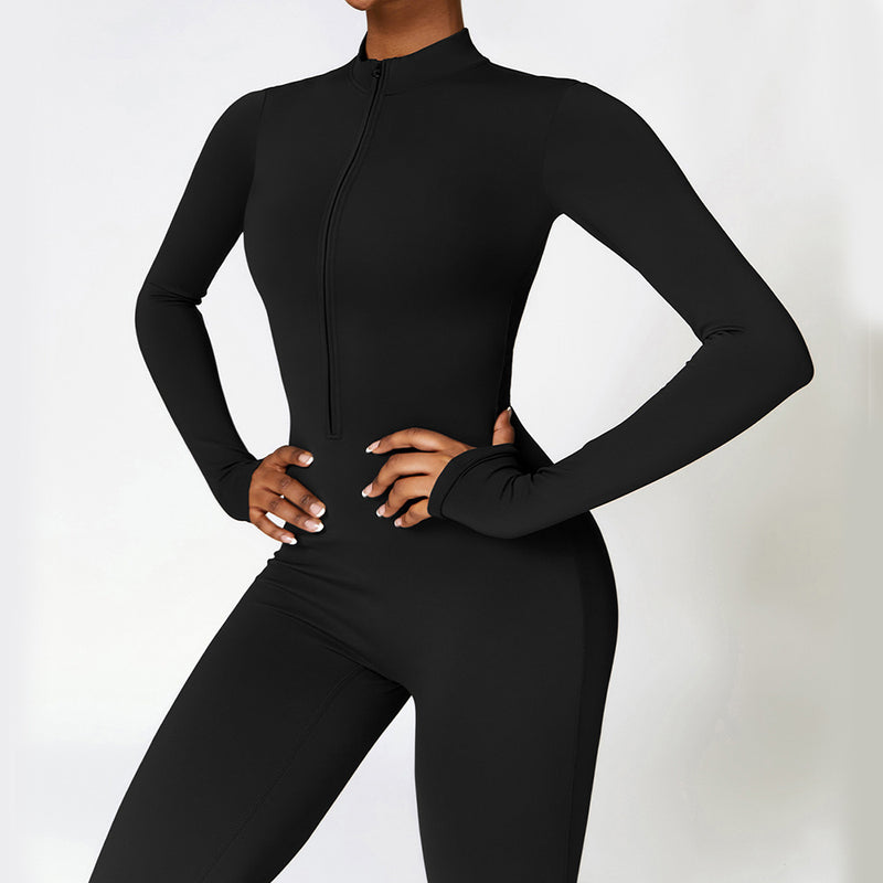 Warm Zipper Yoga Bodysuit for Women