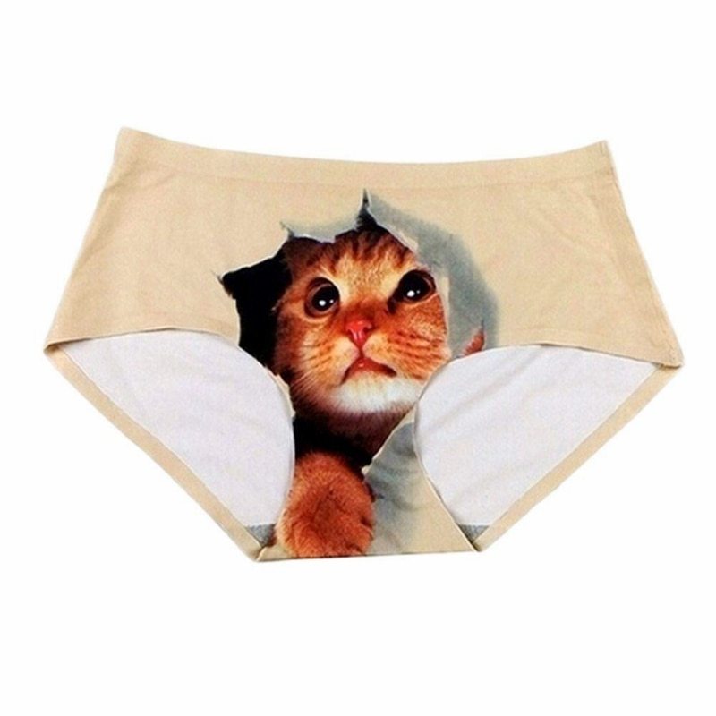 3D Cat Print Cotton Briefs New Lingerie