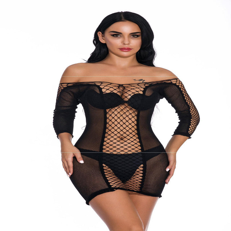 Fishnet Mid-Sleeve Lingerie Skirt