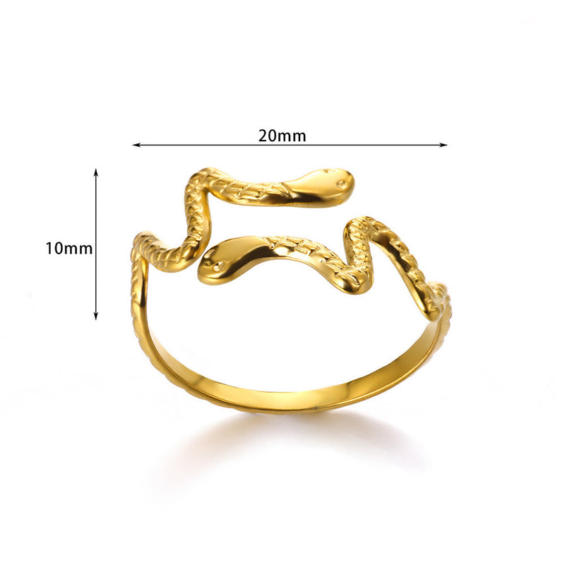 Titanium Steel 18K Gold Snake Ring